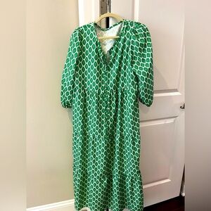 Maxi Green Patterned Women's Dress